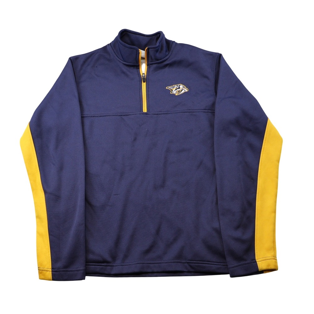 NHL Mens Small Quarter Zip Pullover Navy Gold Nashville Predators Snags